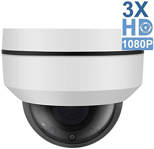 IMPORX 1080P PTZ PoE Camera, 3X Optical Zoom, IR Night Vision, IP66 Waterproof Outdoor Security Dome Camera (2MP)