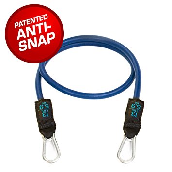 Bodylastics SINGLE Resistance Tube Bands with large IRON CARABINER CLIPS ATTACHED, highest quality dipped Malaysian Latex, and patented Anti-Snap technology Exercise Bands.