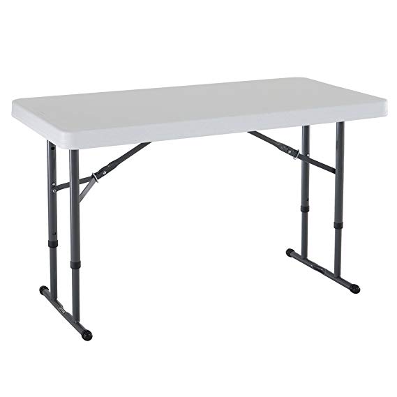 Lifetime 4 ft (1.22 m) Commercial Adjustable Height Folding Table - White