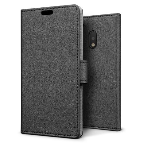 SLEO Motorola Moto G4 Plus Case - SLEO Luxury Slim PU Leather Flip Protective Magnetic Wallet Cover Case for Motorola Moto G4 Plus with Card Slot and Stand Feature - Black
