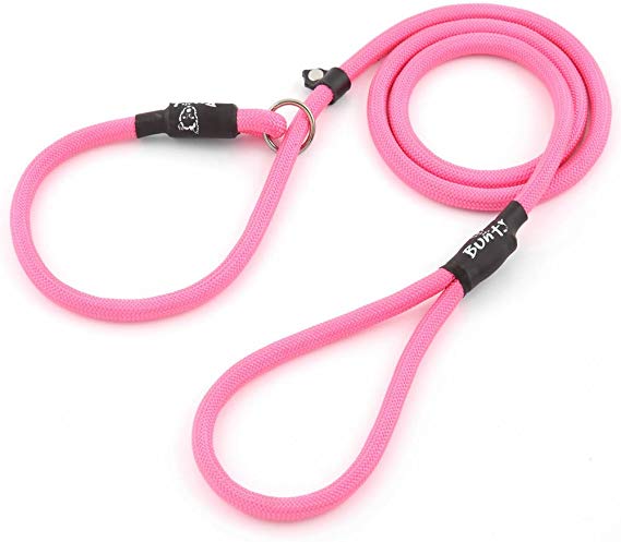 Bunty Strong Nylon Slip On Rope Dog Puppy Pet Lead Leash - No Collar Needed - Pink - Medium