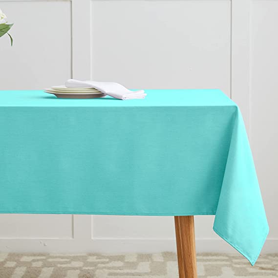 VEEYOO Rectangle Tablecloth - Washable Table Cloth Waterproof and Wrinkle Resistant, Decorative Fabric Table Cover for Dining, Party, Outdoor, 60x84 Inch Aqua Tablecloths