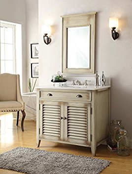 36” Cottage look Abbeville Bathroom Sink Vanity Set w/Crystal White top (Mirror Included) # CF-28324CW