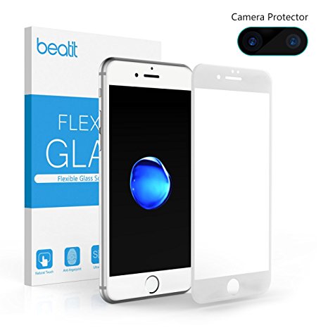 Beatit Full Coverage Screen Protector 9H Hardness Oleophobic Coating High Transparency 3D Touch Tempered Glass Screen Protector 0.3MM (White for iPhone 7 Plus)