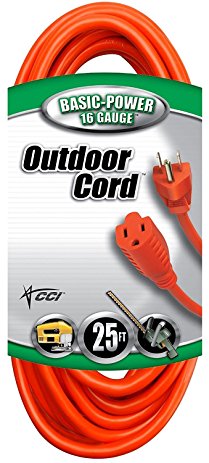 Coleman Cable RYrkmO 02309 16/3 Vinyl Outdoor Extension Cord, Orange, 25 Ft (3 Units)