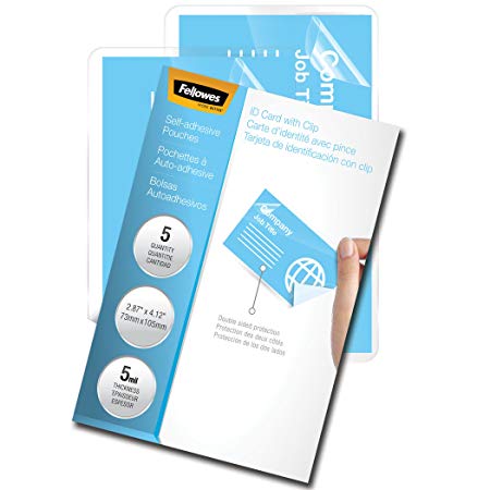 Fellowes Laminating Sheets, Self Adhesive, Business Card Size, 5 Mil, 5 Pack (5220101)