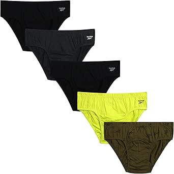 Reebok Men's Briefs - 5 Pack Classic Soft Stretch Low Rise Briefs with Contour Pouch - Underwear for Men (Sizes: S-XL)