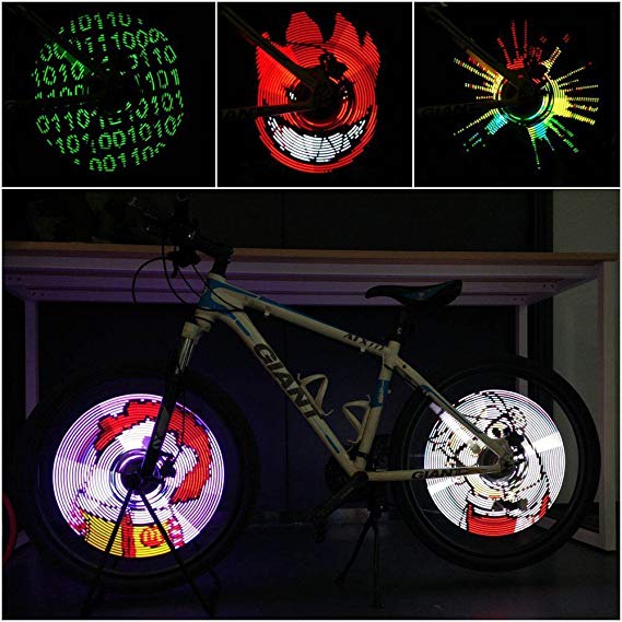 CYCPLUS Bike Wheel Lights Bicycle Spoke Lights Ultra Bright LED USB Rechargeable Bike Light APP Programmable DIY Pics Rainproof Rim Accessor XuanWheel APP for DIY Safe and Cool