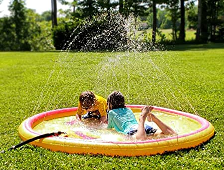 Inflatable Splash Pad Sprinkler for Kids Toddlers, Kiddie Baby Padding Pool, Outdoor Games Water Mat Toys - Baby Infant Wading Pool - Fun Backyard Fountain Play Mat for 1 -12 Year Old Girls Boys (68")