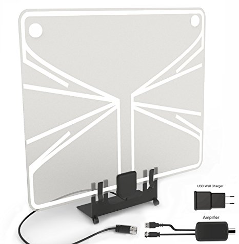 BESTHING TV Antenna, Indoor, Portable, 50 Mile Range, Paper-thin, Reversible, 13ft Coax Cable, High Performance for HDTV