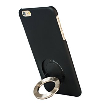 iPhone 6s Case, Rolling Ave. iCircle [Built-in Aluminum Ring Holder Stand] Multi Angle 90 Degrees Rotating Portable Stand Case for iPhone 6 & 6s (4.7") - Black Matt with Golden Ring