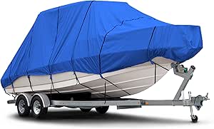 Budge B-1220-X9 1200 Denier Hard Top/T-Top Boat Cover Blue 27'-28' Long (Beam Width Up to 106") Boat Cover Waterproof, Heavy Duty, UV Resistant