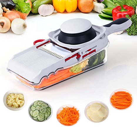 Lifewit Mandoline Slicer 5 Blades Interchangeable Stainless Steel Vegetable/Fruit Slicers/Shredders/Masher/Peeler with Food Holder