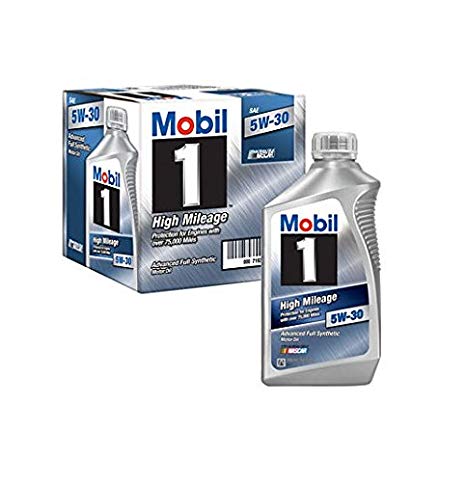 Mobil 1 5W-30 High Mileage Advanced Full Synthetic Motor Oil - 6 Pk 1 qt. bottles (pack of 6)