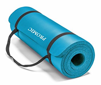 PROMIC All-purpose 1/2 inches Extra Thick 72 inches Long High Density Anti-Tear Non-Slip Exercise Mat, Yoga Mat, Pilates Mat with Carrying Strap for Fitness, Workout