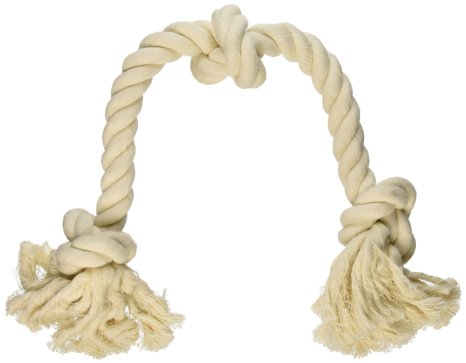 Mammoth Flossy Chews 100-Percent Cotton White 3-Knot Rope Tug