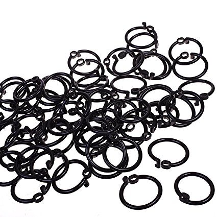 BCP Pack of 60 Plastic Snap Ring 55mm for Bathroom Shower Curtain / Outdoor Activities Black Color (C58A-15)