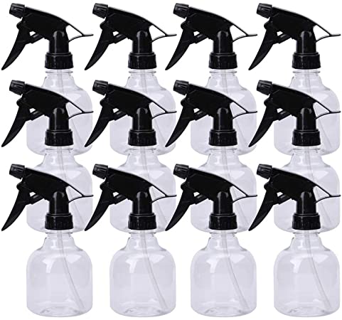 Lawei 12 Pack 250ml Empty Plastic Spray Bottle With Black Trigger Sprayers - Adjustable Head Sprayer From Fine To Stream - Refillable Sprayer For Water, Kitchen, Bath, Beauty, Hair, And Cleaning