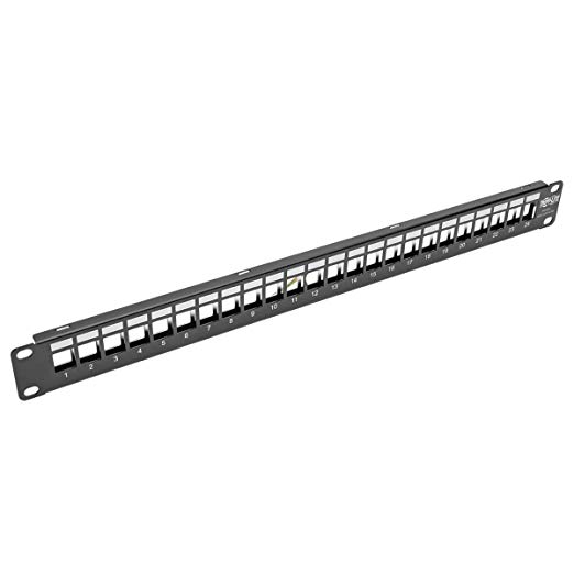 Tripp Lite 24Port Shielded Blank Patch Panel RJ45 USB HDMI Cat5/6 1URM TAA (N062-024-KJ-SH)