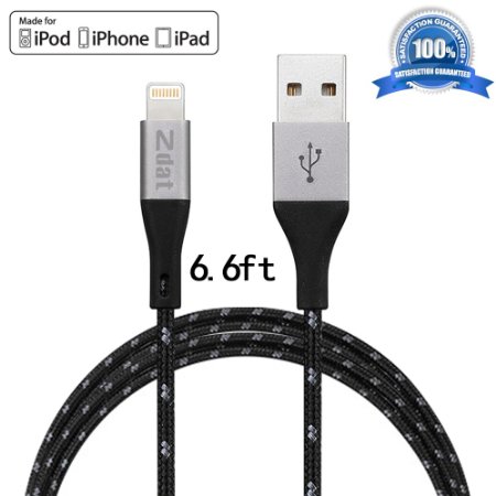 Apple MFi CertifiedZdatt 66 Feet Nylon Braided Lightning to Reversible USB Data Sync Cable with Aluminum Housing Connector Head for iPhone iPad AirMiniPro iPod-Black
