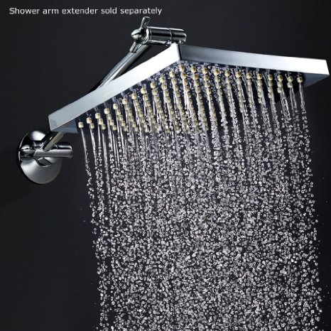 ShowerMaxx® Rainfall Shower Head 8" High Pressure 144 Precision Engineered Nozzles Chrome Finish, Adjustable Brass Ball Joint and Free Teflon Tape Upgrade to a Luxury Shower Experience Now!