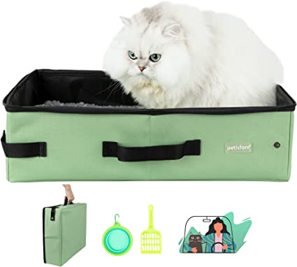 Portable Cat Litter Box with Zipped Top for Easy Travel with Cats and Kitty. Lightweight, Sturdy, Leak-Proof, Odor-Free