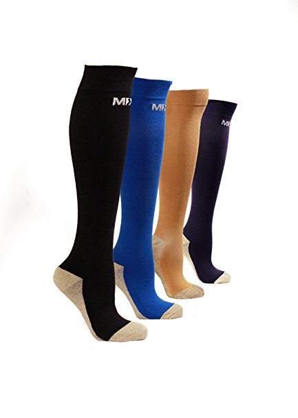 MDSOX 20-30 mmHG Graduated Compression Socks (Medium, Gray)