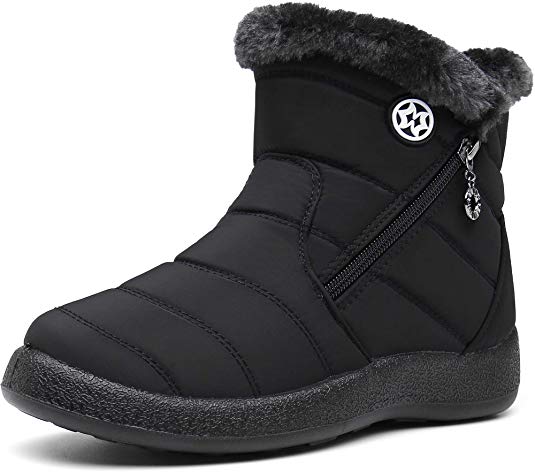 Gaatpot Women Winter Warm Snow Boots Ladies Slip On Water-Resistant Outdoor Fur Lined Ankle Booties Shoes Size 3-9