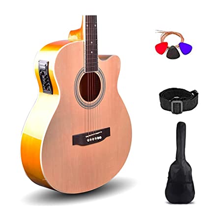 Kadence 40 Incheses Frontier Series, rosewood Semi Acoustic Guitar With Die Cast Keys (Bag,Strap,Strings And 3 Picks) (Natural)