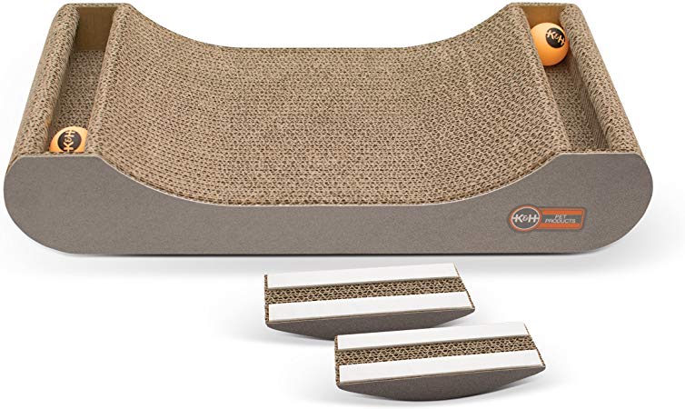 K&H PET PRODUCTS Kitty Tippy Scratch n' Track Cardboard Cat Scratcher Interactive Toy