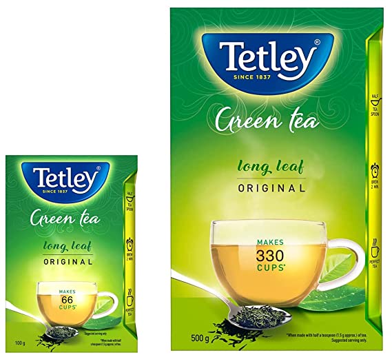 Tetley Long Leaf Original | All-natural Green Tea with Anti-Oxidants | Green Tea | 500g & Tetley Long Leaf Original | All-natural Green Tea with Anti-Oxidants | Green Tea | 100g