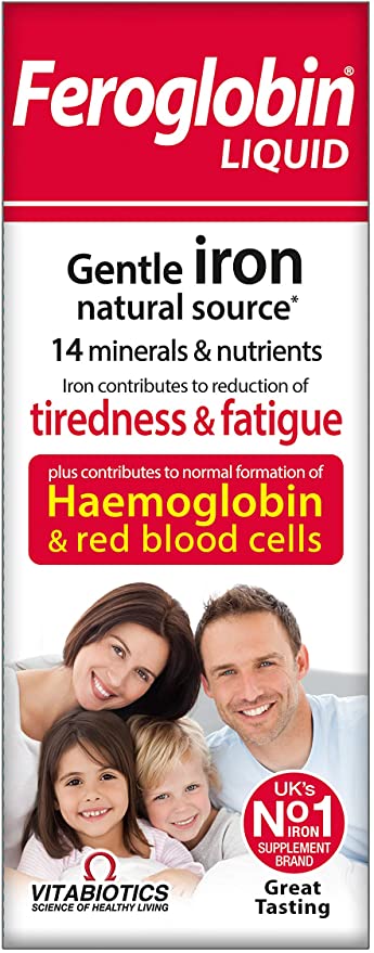 Vitabiotics Feroglobin Gentle Iron and Nutrient Liquid, Reduce Tiredness & Fatigue Maintain Health, 200 ml