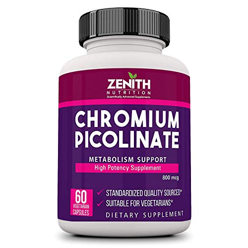 Zenith Nutrition Chromium Picolinate - 800mcg - 60Caps | Lab tested | Supports Glucose Fat Metabolism