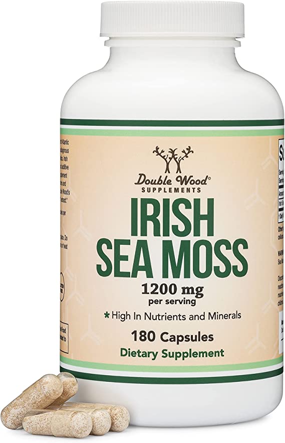 Irish Sea Moss Capsules, Ultra High Purity Potent Extract (180 Count, 1,200mg per Serving) (from Wildcrafted and Raw Chondrus Crispus) by Double Wood Supplements