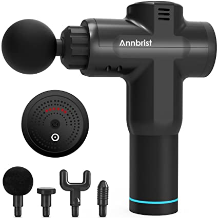Annbrist Percussion Electric Massage Gun, Handheld Cordless Quiet Massager, Portable, Brushless Motor, Relieves Muscle Tension and Pain