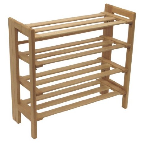 Winsome Wood Foldable 4-Tier Shoe Rack, Natural