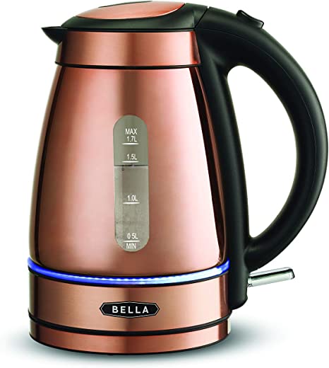 BELLA (14522) 1.2 Liter Electric Ceramic Tea Kettle with Detachable Base & Boil Dry Protection, Silver Tile