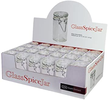 Grant Howard 3.06-Ounce Cylindrical Clear Glass Spice Jar, Set of 24, Small