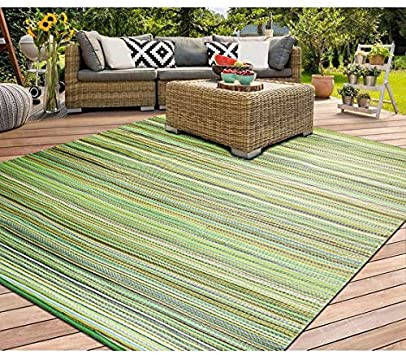 SMM006 Reversible Outdoor/Indoor Plastic Rugs - Easy to Clean and Carry，Perfect for Picnics, Cookouts, Camping, and The Beach-（Green，8x10）