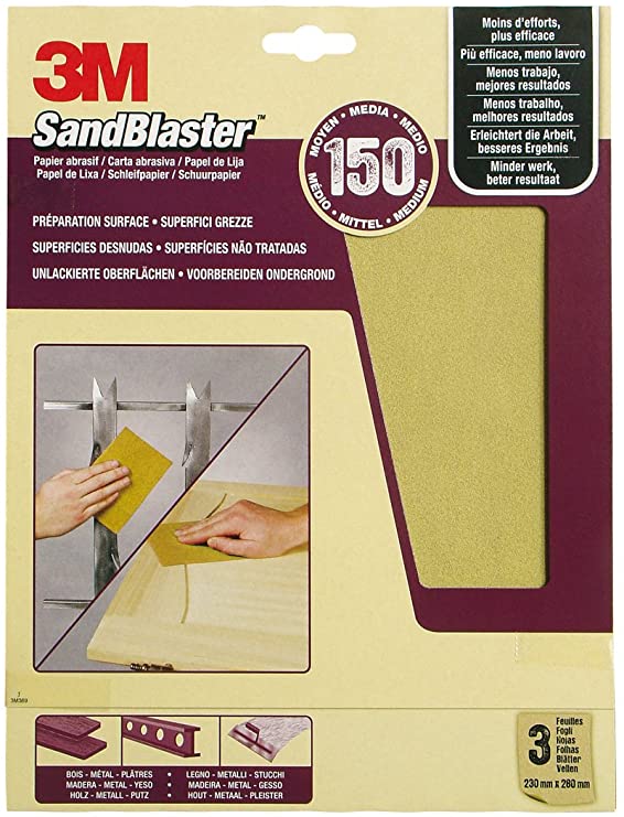 3M Sandblaster Sandpaper Sheets Universal, Beige, 4283