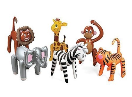 6 Assorted Inflatable Safari Zoo Animals