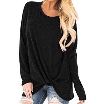 Womens Fashion Tops, Long Sleeve Tie Pullover Casual Holiday Sweatshirt Blouse