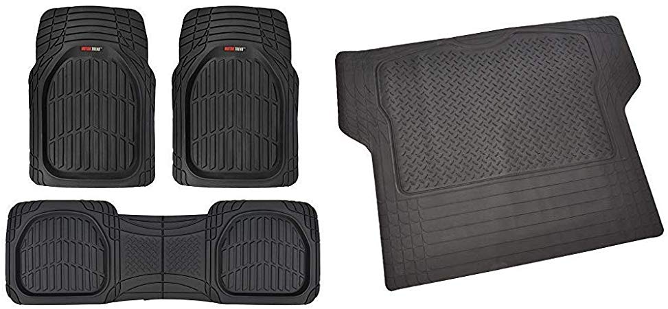 Motor Trend MT-923-BK Black FlexTough Contour Liners-Deep Dish Heavy Duty Rubber Floor Mats for Car SUV Truck   BDK MT-785-BK Black Heavy Duty Cargo Floor Mat-All Weather Trunk Protection