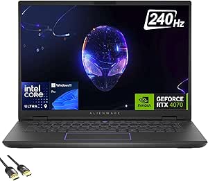 Dell Alienware m16 R2 Gaming Laptop, 16" QHD  240Hz Display, 16-Cores Ultra 9-185H, GeForce RTX 4070, 64GB DDR5, 2TB PCIe 4.0, WiFi 7, RGB Backlit KB, USB-C, BT, HDMI, RJ45, PDG HDMI Cable, Win 11 Pro