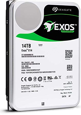 Seagate 14TB HDD Exos X14 7200 RPM 512e/4Kn SATA 6Gb/s 256MB Cache 3.5-Inch Enterprise Hard Drive (ST14000NM0018)