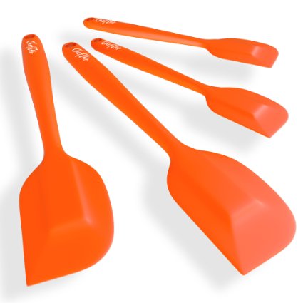 ChefStir Silicone Spatula Set of 4 - Heat Resistant Kitchen Spatulas - Best for Nonstick Cookware Orange