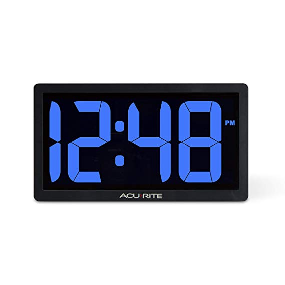 AcuRite 75111M 10-inch LED Digital Clock with Auto Dimming Brightness, Blue