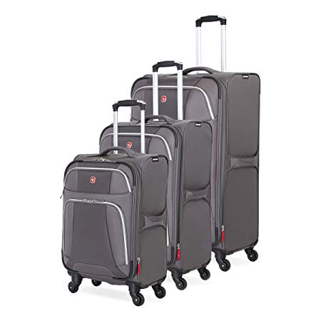 SWISSGEAR 7362 3-Piece Expandable Lightweight Rolling Spinner Luggage Set | Wheeled Travel Suitcases | 20-inch, 24-inch, 28-inch - Gray