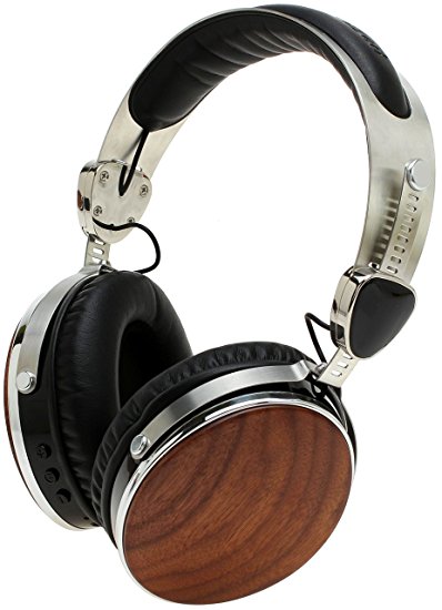 Symphonized Wraith 2.0 Bluetooth Genuine Wood Wireless Headphones with 3.5mm Cable Included for Wired Use (Walnut Wood)