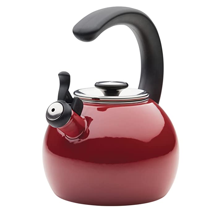 Circulon Enamel On Steel Whistling Tea Kettle 1.9 Liters, Red